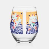 Pied MANEKI NEKO chat chanceux Verre à vin sans pierre (Droite)