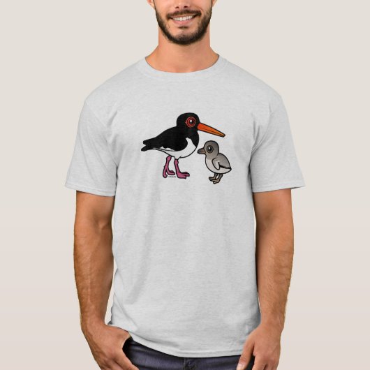 Pied Oystercatcher met chick T-shirt (Voorkant)