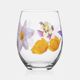 Pied Verre à vin sans tige Fleurs de printemps