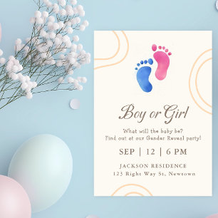 Pieds Bébé Bleu et Rose Genre Reveillez Invitation