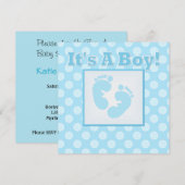 Pieds bébé C'est un garçon Baby shower Invitation (Devant / Derrière)
