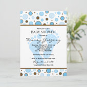 Pieds et points Blue Baby Shower Invitations (Debout devant)