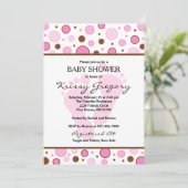 Pieds et points rose bébé douche Invitations (Debout devant)