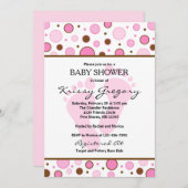 Pieds et points rose bébé douche Invitations (Devant / Derrière)