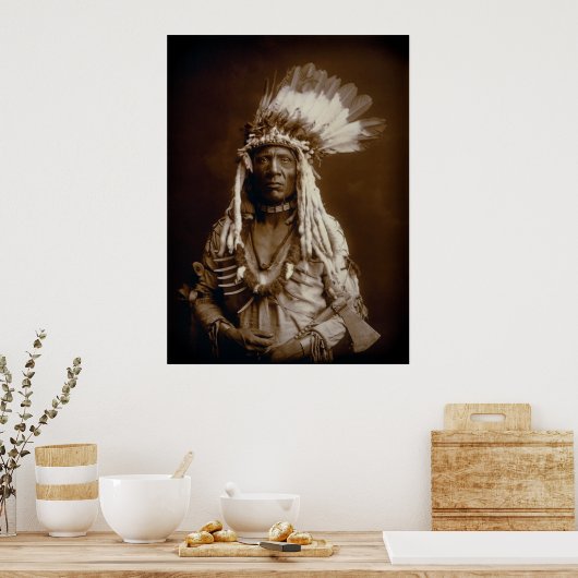 PIEGAN BLACKFEET MAN WEASEL TAIL 1900 POSTER (Keuken)