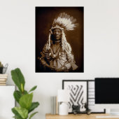 PIEGAN BLACKFEET MAN WEASEL TAIL 1900 POSTER (Thuiskantoor)