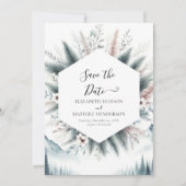 Piek minimalistische berg bruiloft save the date (Voorkant)