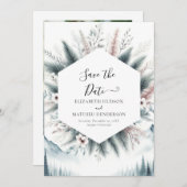 Piek minimalistische berg bruiloft save the date (Voorkant / Achterkant)