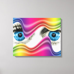 Piek van achter de regenboog canvas afdruk