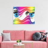 Piek van achter de regenboog canvas afdruk (Insitu (Woonkamer))