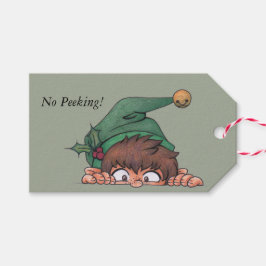 piekend elf cadeaulabel