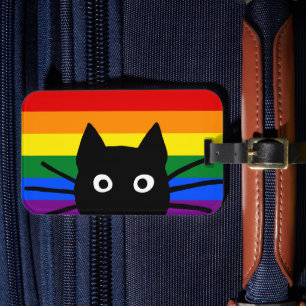 Pieking Black Cat Regenboog Vlag Bagagelabel