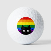 Pieking Black Cat Regenboog Vlag Golfballen (Voorkant)