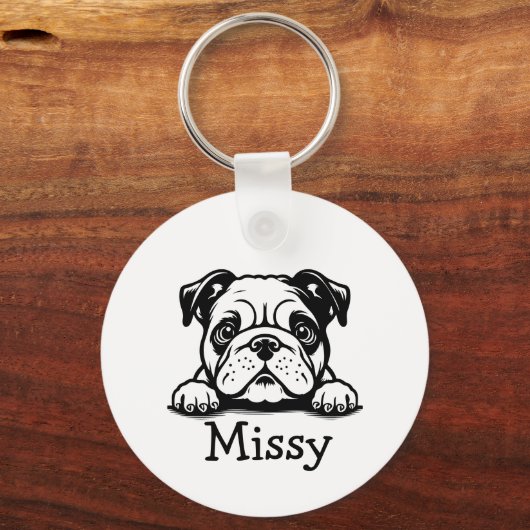 PIEKING Bulldog Puppy gepersonaliseerd Sleutelhanger (Voorkant)