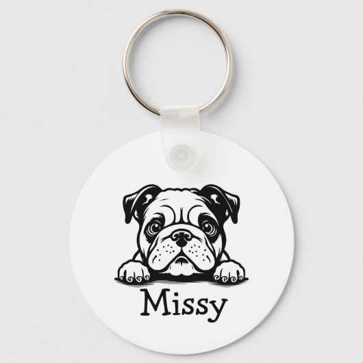PIEKING Bulldog Puppy gepersonaliseerd Sleutelhanger (Achterkant)