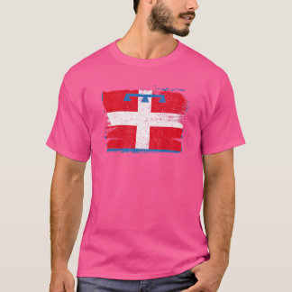 Piëmont Regio Italiaans Turijn Italië Vlag Vintage T-shirt