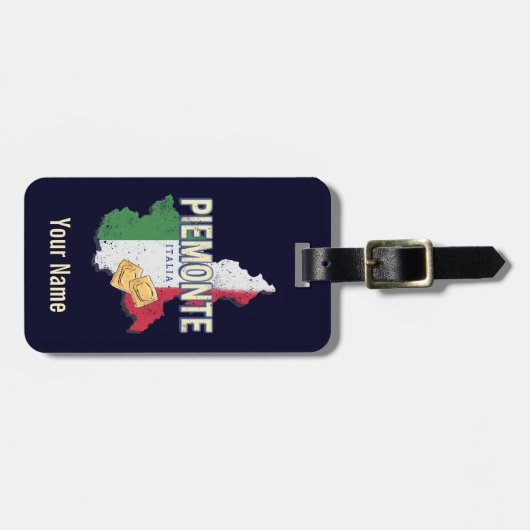 Piemonte Italy Retro Region Map  Pasta Bagagelabel (Voorkant horizontaal)