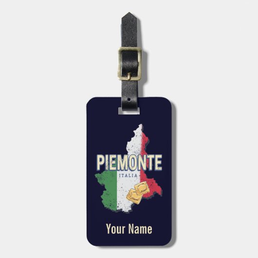 Piemonte Italy Retro Region Map Pasta Bagagelabel (Voorkant verticaal)