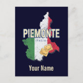 Piemonte Italy Retro Region Map  Pasta Feestdagenkaart (Voorkant)
