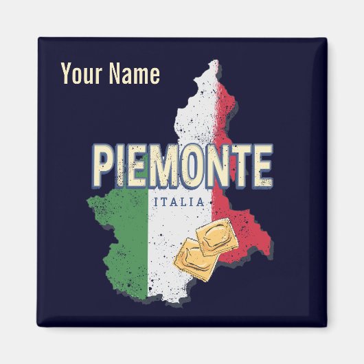 Piemonte Italy Retro Region Map Pasta Magneet (Voorkant)