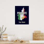 Piemonte Italy Retro Region Map  Pasta Poster (Keuken)