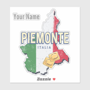 Piemonte Italy Retro Region Map Pasta Sticker