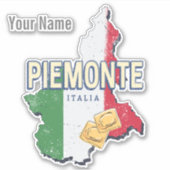 Piemonte Italy Retro Region Map  Pasta Sticker (Voorkant)