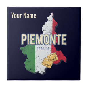 Piemonte Italy Retro Region Map  Pasta Tegeltje
