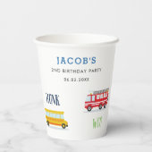 Piep honk woo truck verjaardagsfeestje Papieren be Papieren Bekers (Achterkant)