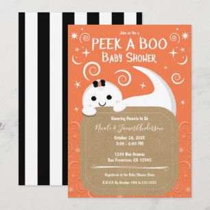 Piep Piep Geest Oranje Halloween Baby Shower Kaart