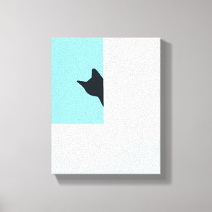 Piep Schilderij van kat die om de hoek gluurt Canvas Afdruk