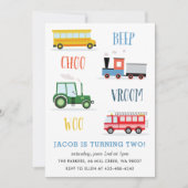 Piep Vroom Woe Tractor Kinderverjaardagsfeestje  Kaart (Voorkant)