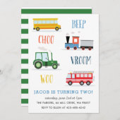 Piep Vroom Woe Tractor Kinderverjaardagsfeestje  Kaart (Voorkant / Achterkant)