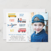 Piep Vroom woo Vliegtuig verjaardagsfeestfoto Kaart (Voorkant)