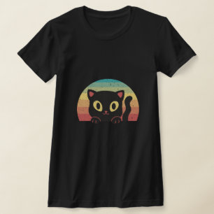 Piepende Zwarte Kat – Retro 70s Zonsondergang Esth T-shirt