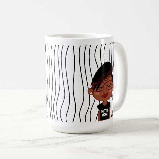 PIEPKLEINE MOEDER | Grappig Gezicht(en) Gestreepte Koffiemok (Voorkant rechts)