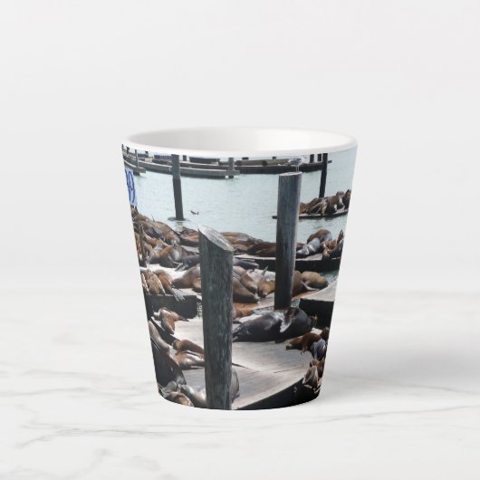 Pier 39 Zee leeuwen Latte Mok (Voorkant)