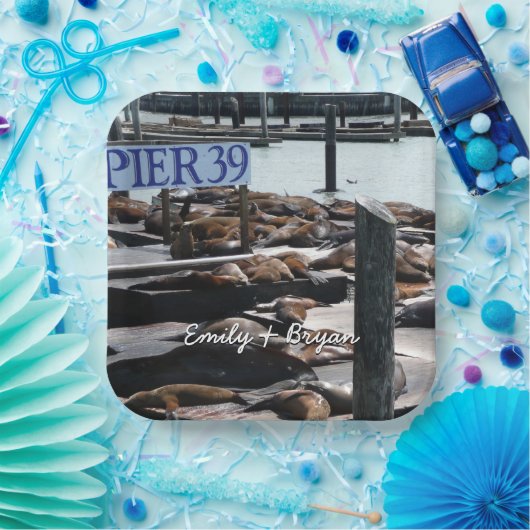 Pier 39 Zee leeuwen Papieren Bordje (Feest)