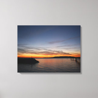 Pier bij zonsondergang canvas afdruk