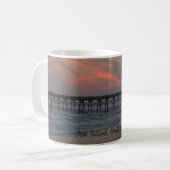 Pier en Sunset - Oak Island, NC Koffiemok (Voorkant links)