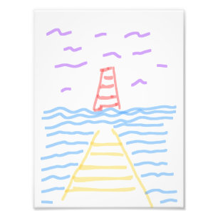 Pier en vuurtoren Fotovergroting Foto Afdruk