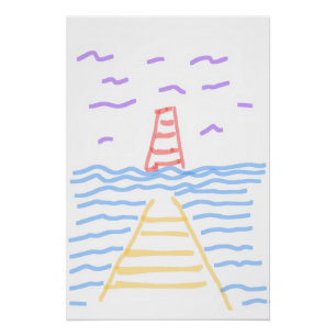 Pier en vuurtoren Glossy Poster Perfect Poster