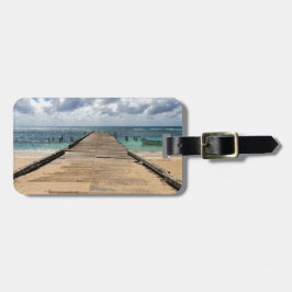 Pier in de oceaan Saona Domenican Republic Bagagelabel