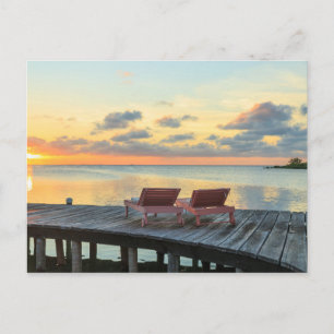 Pier kijkt de oceaan over, Belize Briefkaart