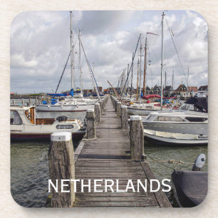 Pier met boten en jachten in Marken Nederland Bier Onderzetter
