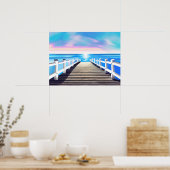 Pier, oceaan en hemel bij dageraad Print (Keuken)