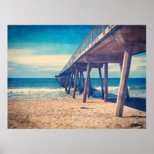 Pier op het strand van Hermosa Poster