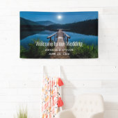 Pier 's nachts onder een Moon Weddenschap Spandoek (Insitu)