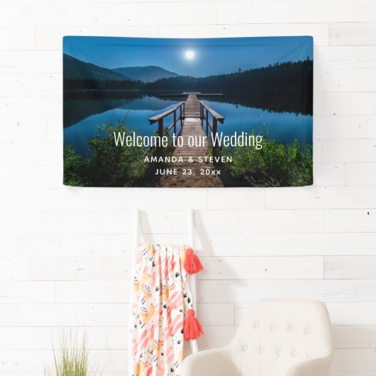 Pier 's nachts onder een Moon Weddenschap Spandoek (Insitu)