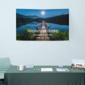 Pier 's nachts onder een Moon Weddenschap Spandoek (Beurs)